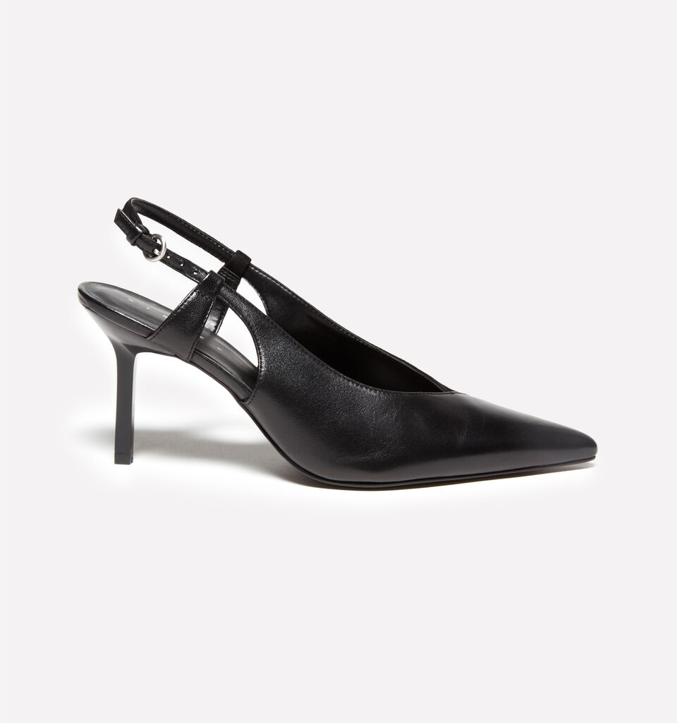 Black slingbacks in 100% leather - women's heels - Black | Sisley image number 2